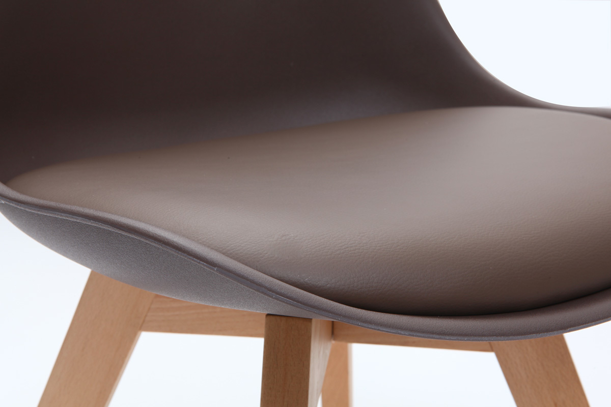 Gruppo di 4 sedie design piede legno seduta marrone PAULINE