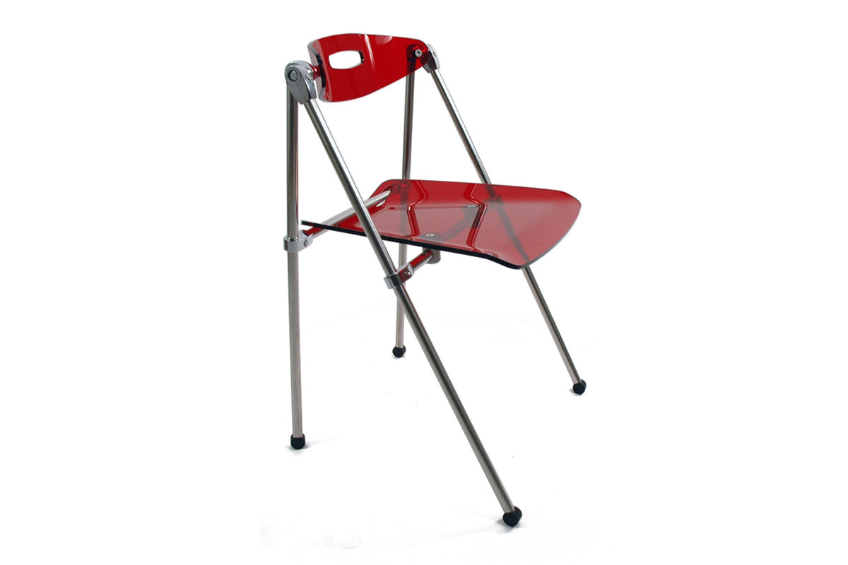 Gruppo di 4 sedie pieghevoli rosse design Juile