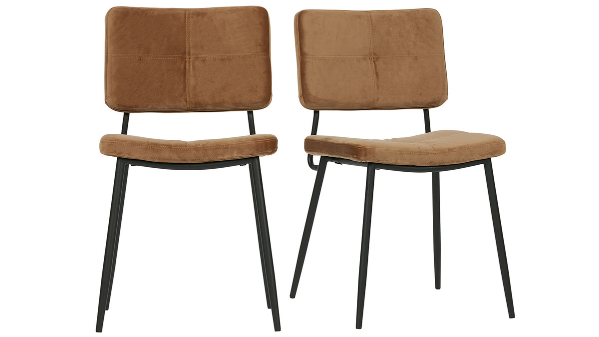 Gruppo di due sedie design in velluto cammello GAB