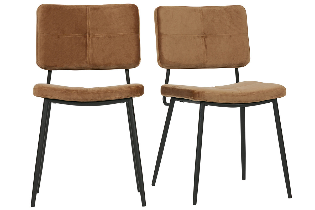 Gruppo di due sedie design in velluto cammello GAB