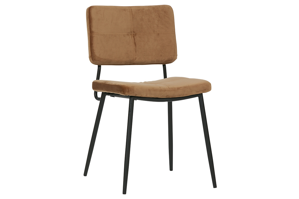 Gruppo di due sedie design in velluto cammello GAB