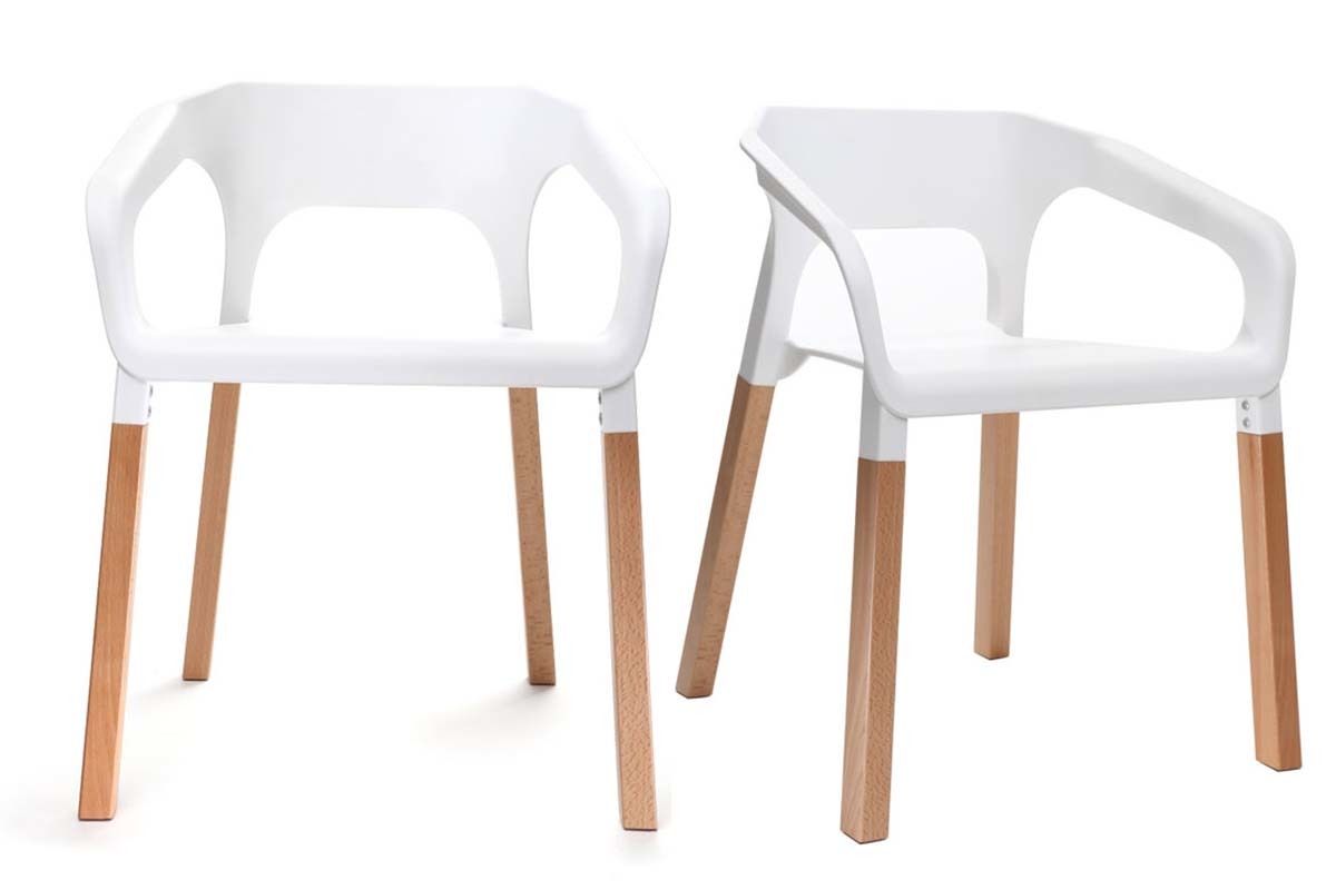Gruppo di due sedie design scandinave bianche HELIA