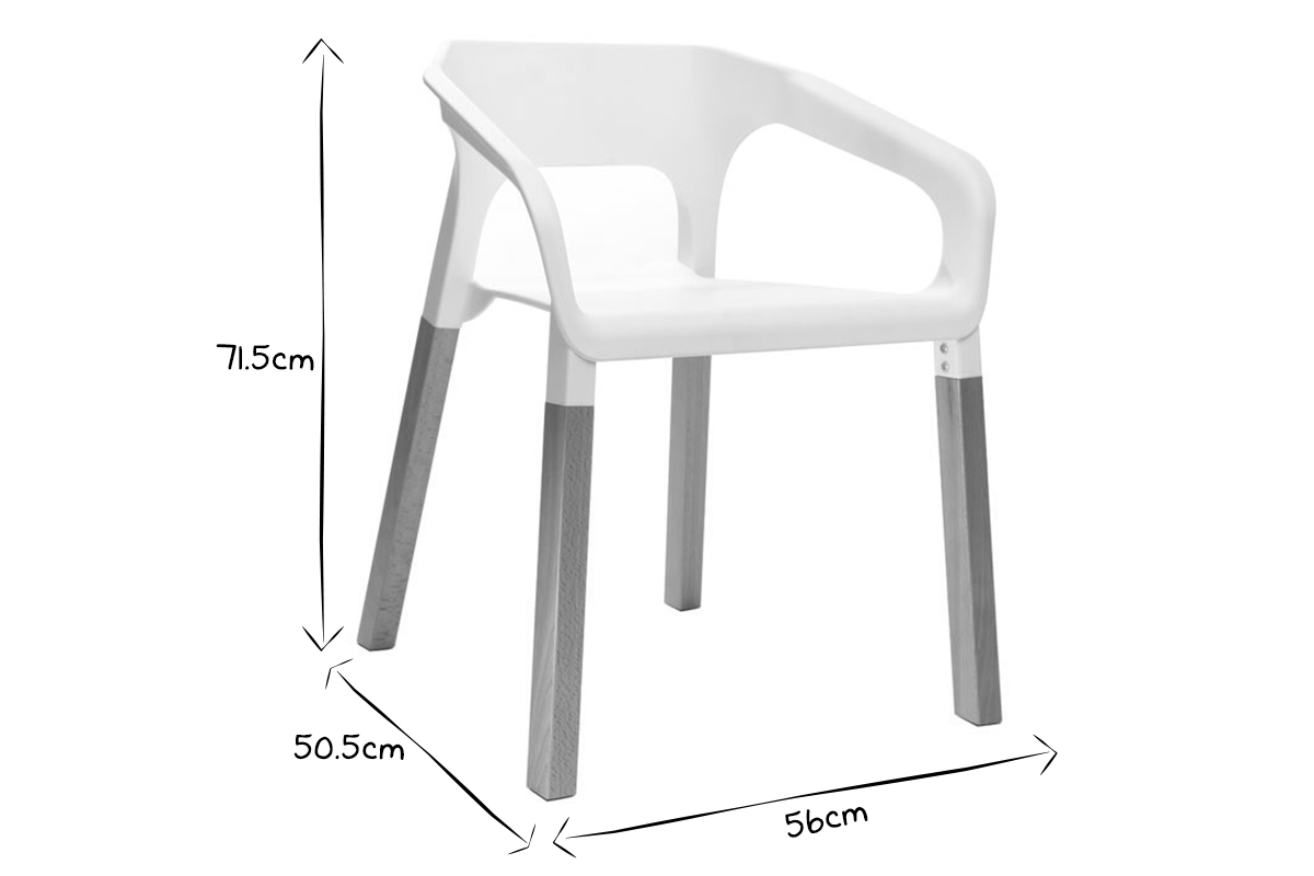 Gruppo di due sedie design scandinave bianche HELIA