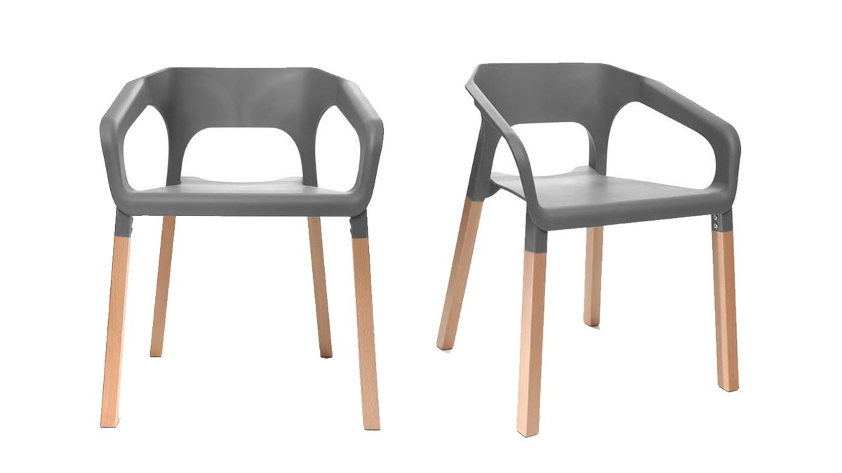 Gruppo di due sedie design scandinave grigie HELIA