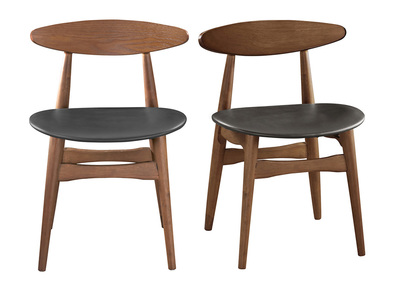 Gruppo di due sedie in noce e nero design WALFORD