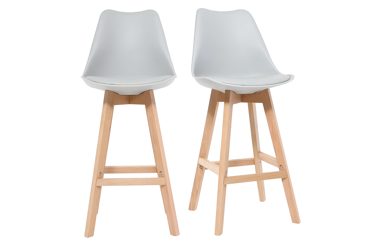 Gruppo di due sgabelli da bar design colore grigio chiaro PAULINE