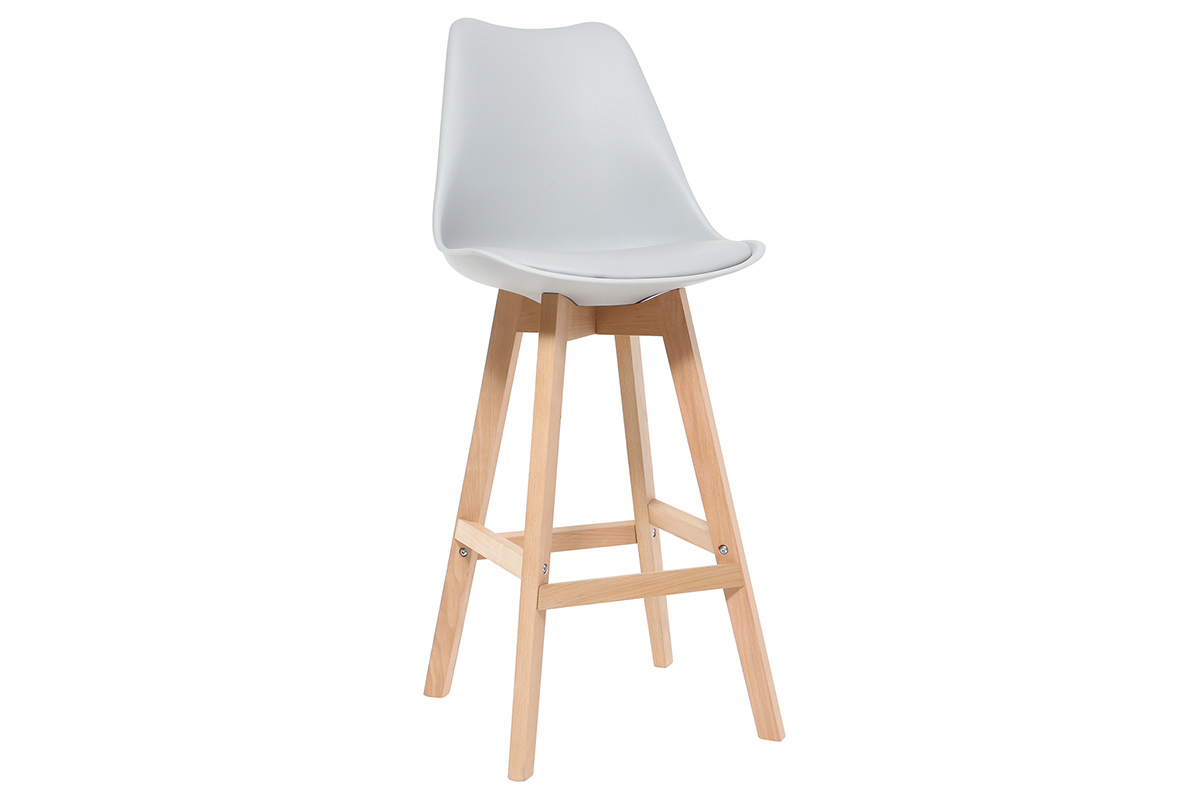 Gruppo di due sgabelli da bar design colore grigio chiaro PAULINE