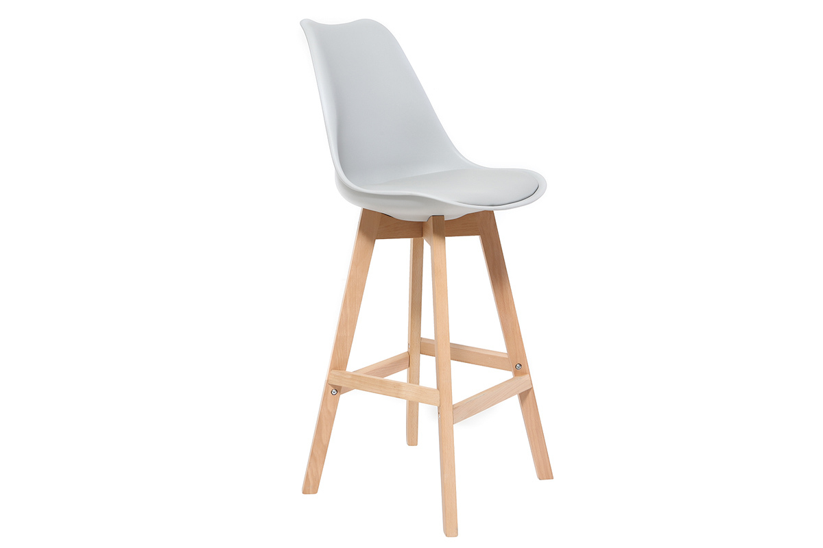 Gruppo di due sgabelli da bar design colore grigio chiaro PAULINE