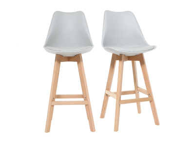 Gruppo di due sgabelli da bar design colore grigio chiaro PAULINE