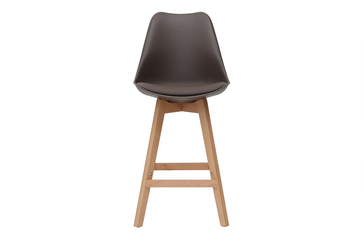 Gruppo di due sgabelli da bar design marrone e legno 65cm PAULINE