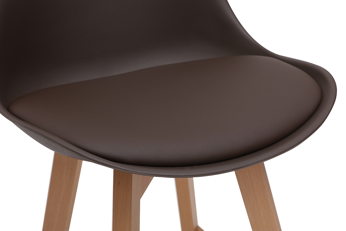 Gruppo di due sgabelli da bar design marrone e legno 65cm PAULINE