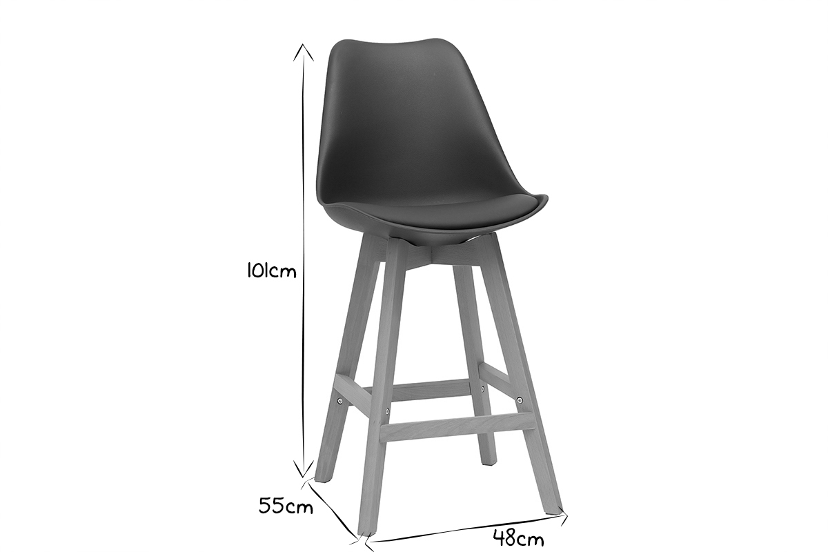 Gruppo di due sgabelli da bar design marrone e legno 65cm PAULINE