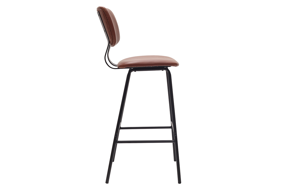 Gruppo di due sgabelli da bar marrone chiaro con piedi in metallo 75 cm LAB