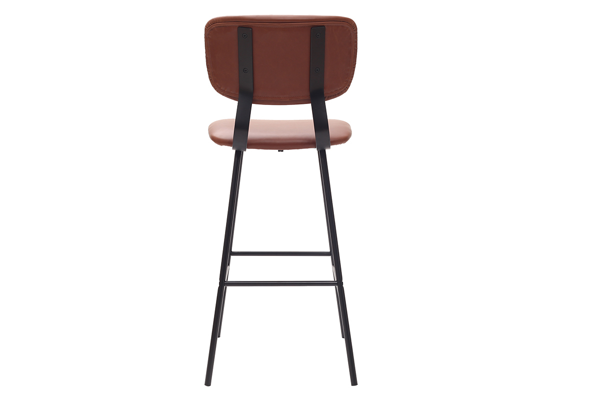 Gruppo di due sgabelli da bar marrone chiaro con piedi in metallo 75 cm LAB