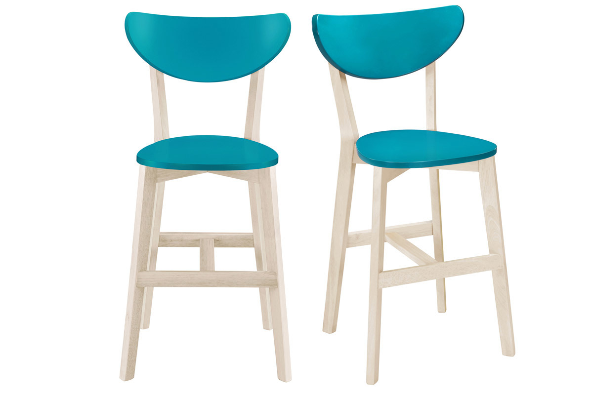 Gruppo di due sgabelli da bar scandinavi blu anatr 65 cm LEENA