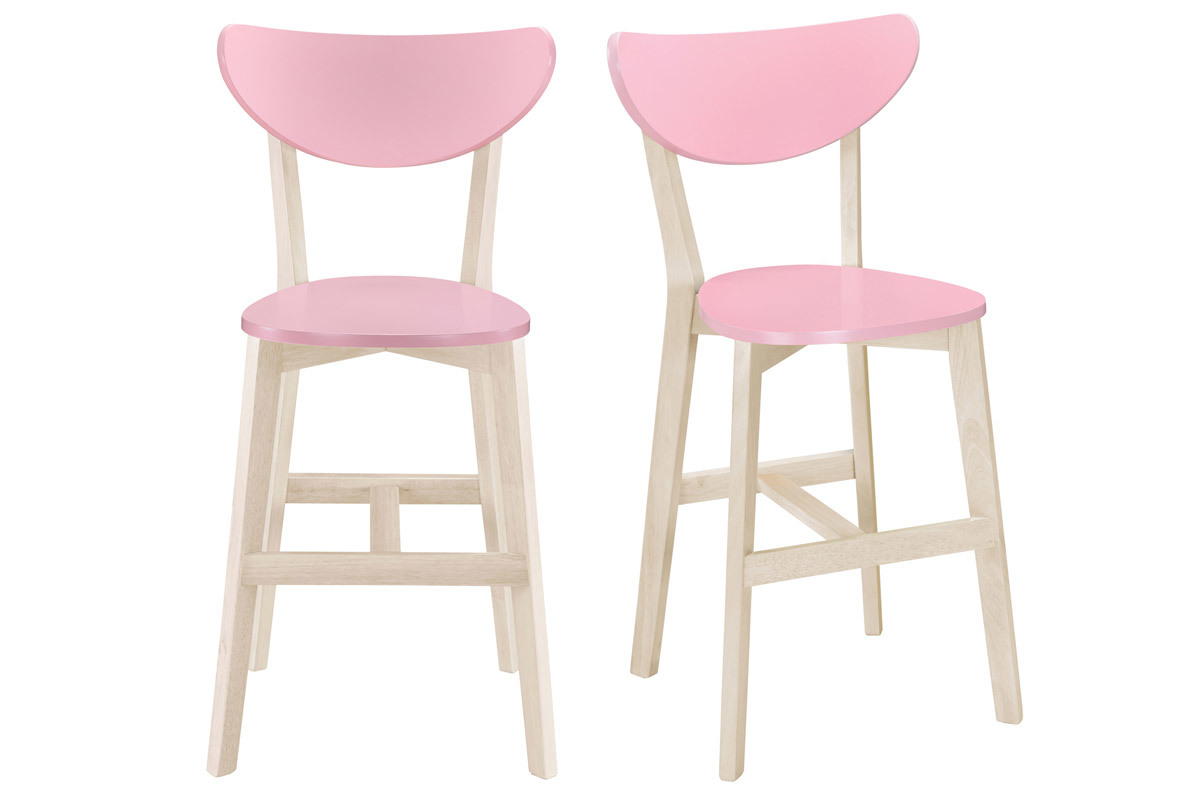 Gruppo di due sgabelli da bar scandinavi rosa 65 cm LEENA