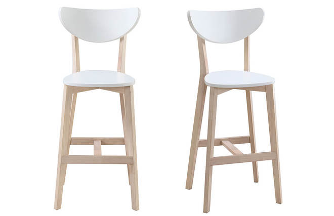 Sgabelli Legno Per Bar : Gruppo di due sgabelli da bar scandinavo bianco e legno 65cm leena