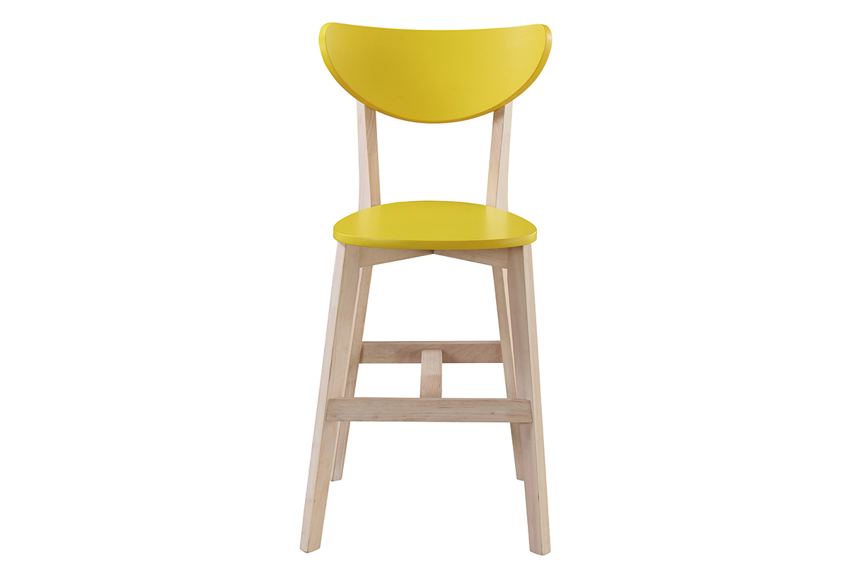 Gruppo di due sgabelli da bar scandinavo giallo e legno 65cm LEENA