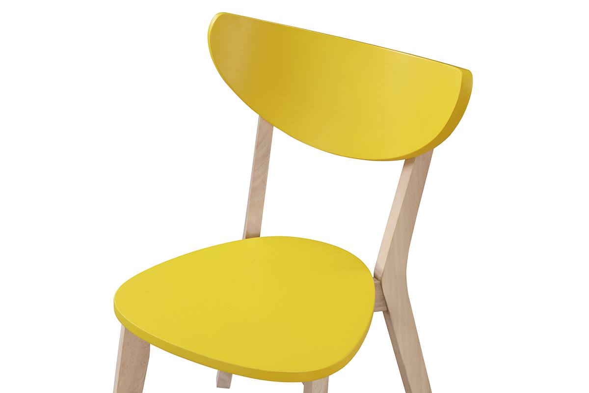 Gruppo di due sgabelli da bar scandinavo giallo e legno 65cm LEENA