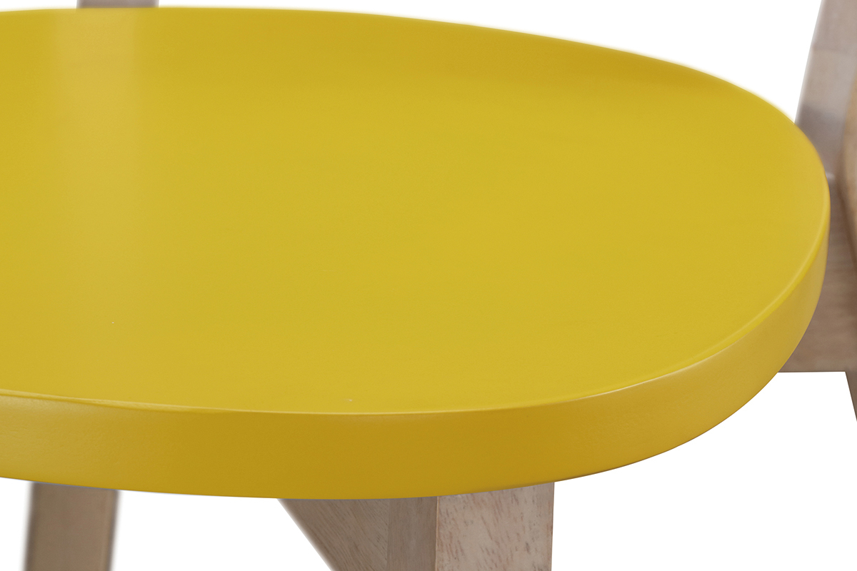 Gruppo di due sgabelli da bar scandinavo giallo e legno 65cm LEENA
