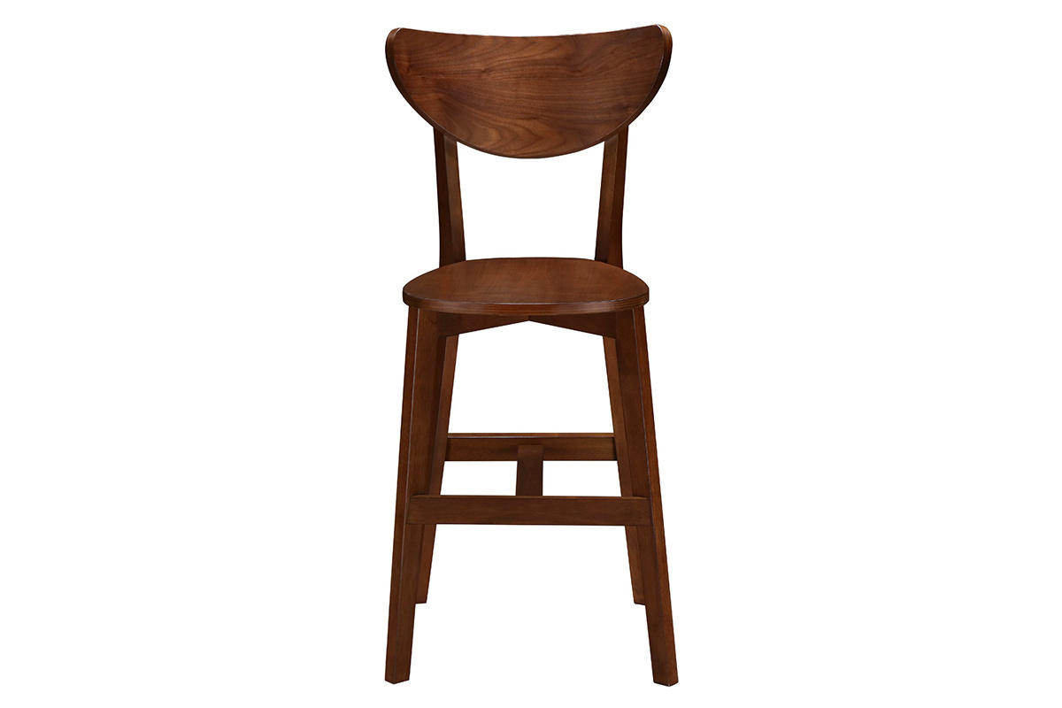 Gruppo di due sgabelli da bar scandinavo noce LEENA