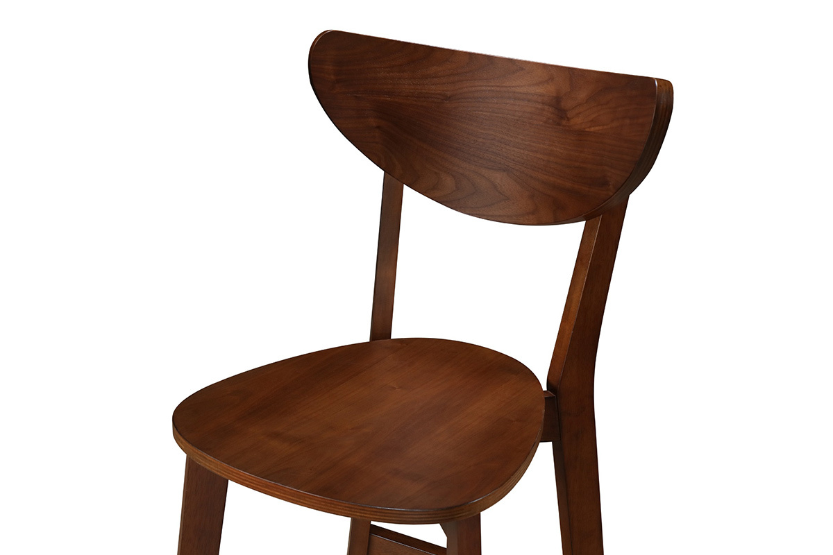 Gruppo di due sgabelli da bar scandinavo noce LEENA