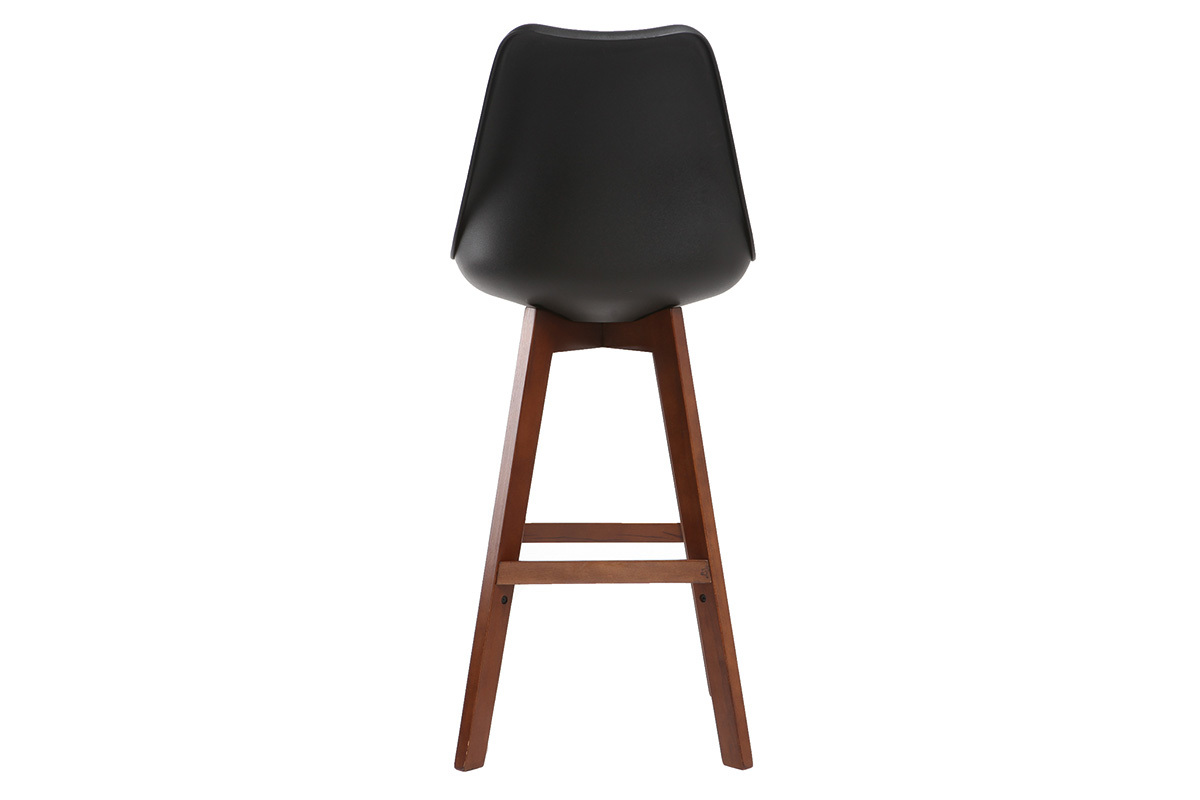 Gruppo di due sgabelli da bar vintage nero e noce 75cm PAULINE