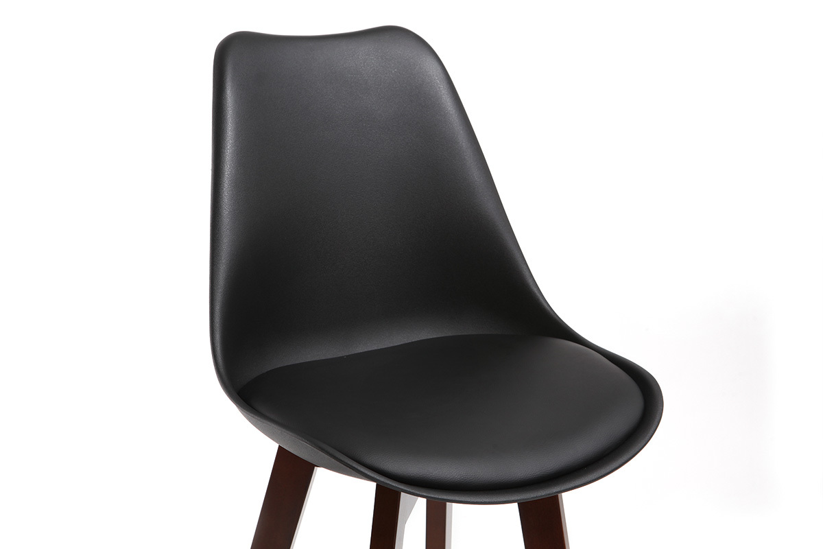 Gruppo di due sgabelli da bar vintage nero e noce 75cm PAULINE