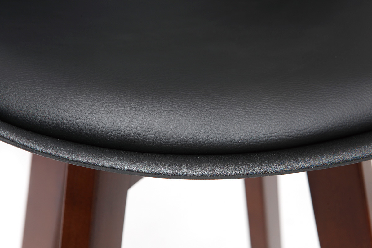 Gruppo di due sgabelli da bar vintage nero e noce 75cm PAULINE