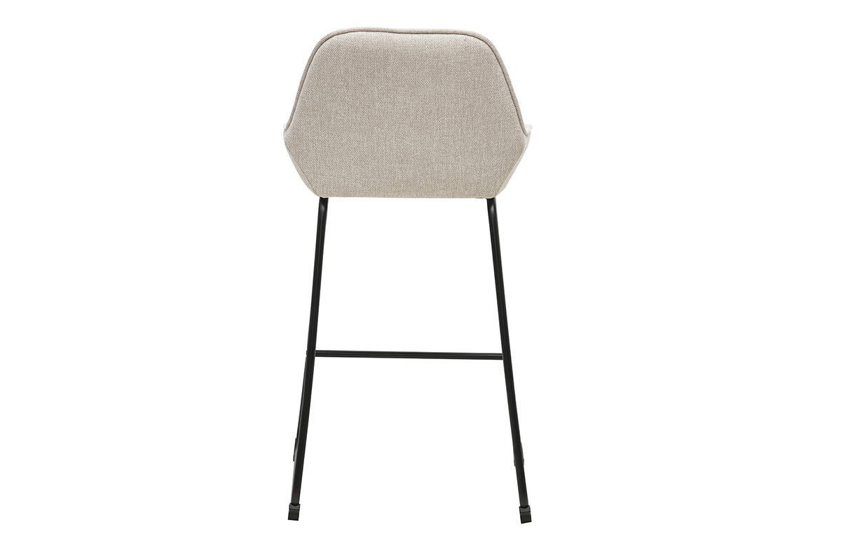 Hocker da bar in tessuto effetto velluto testurizzato beige e metallo nero H68 cm (lotto di 2) RONNIE