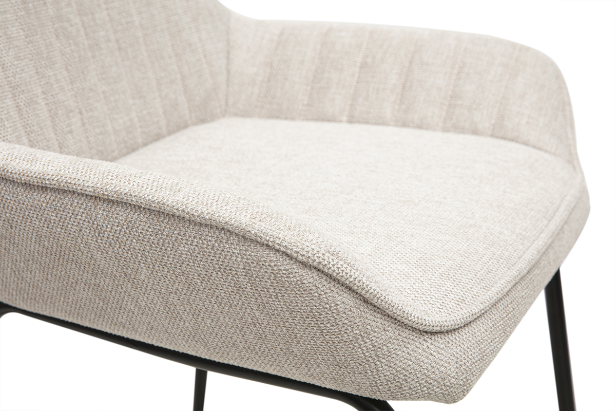 Hocker da bar in tessuto effetto velluto testurizzato beige e metallo nero H68 cm (lotto di 2) RONNIE
