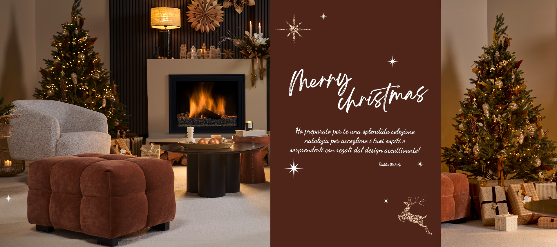 Un atmosfera natalizia accogliente con un messaggio di Babbo Natale.