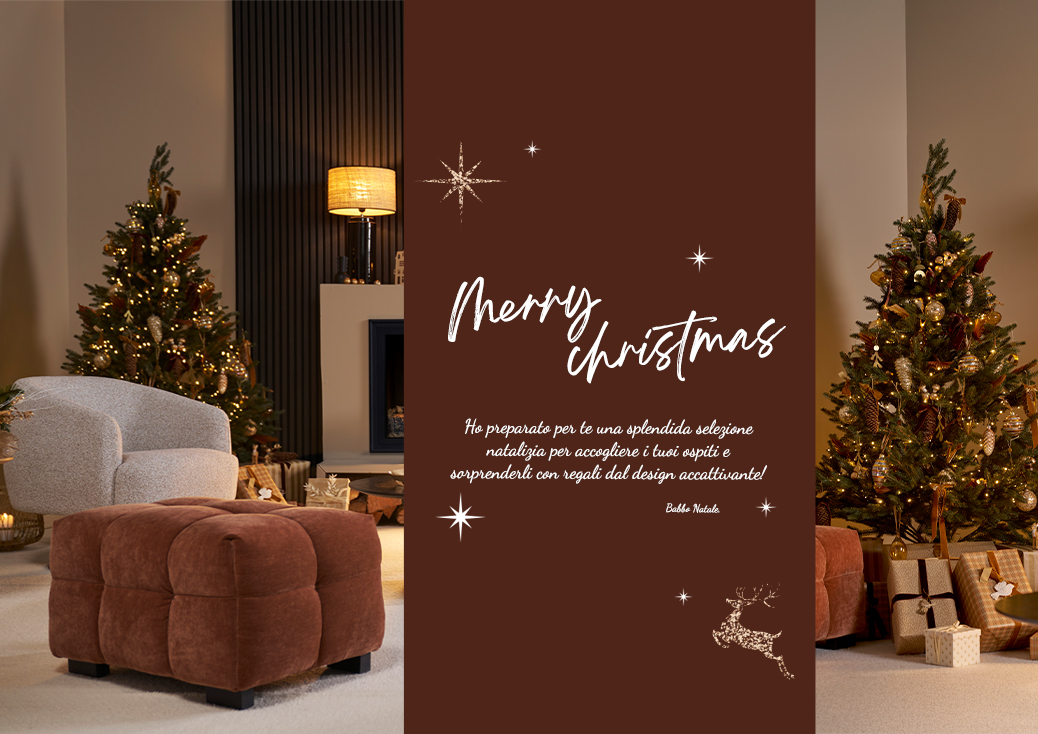 Un atmosfera natalizia accogliente con un messaggio di Babbo Natale.