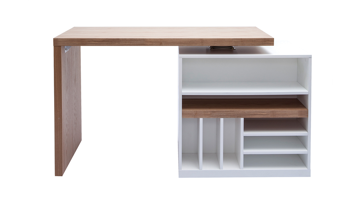 Isola - tavolo bar modulare con ripiano bianco opaco e rovere H90 MAX