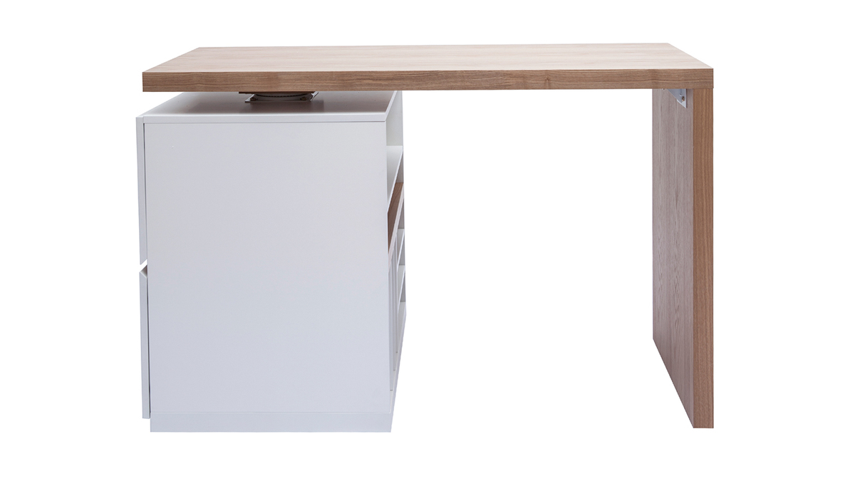 Isola - tavolo bar modulare con ripiano bianco opaco e rovere H90 MAX