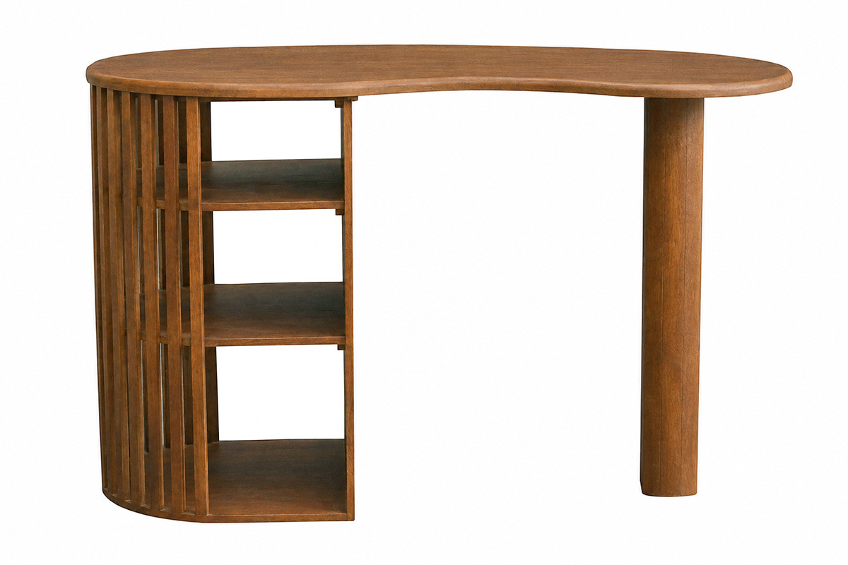 Isola - tavolo da bar con contenitori in legno scuro di mango massiccio H90 cm LOBIO