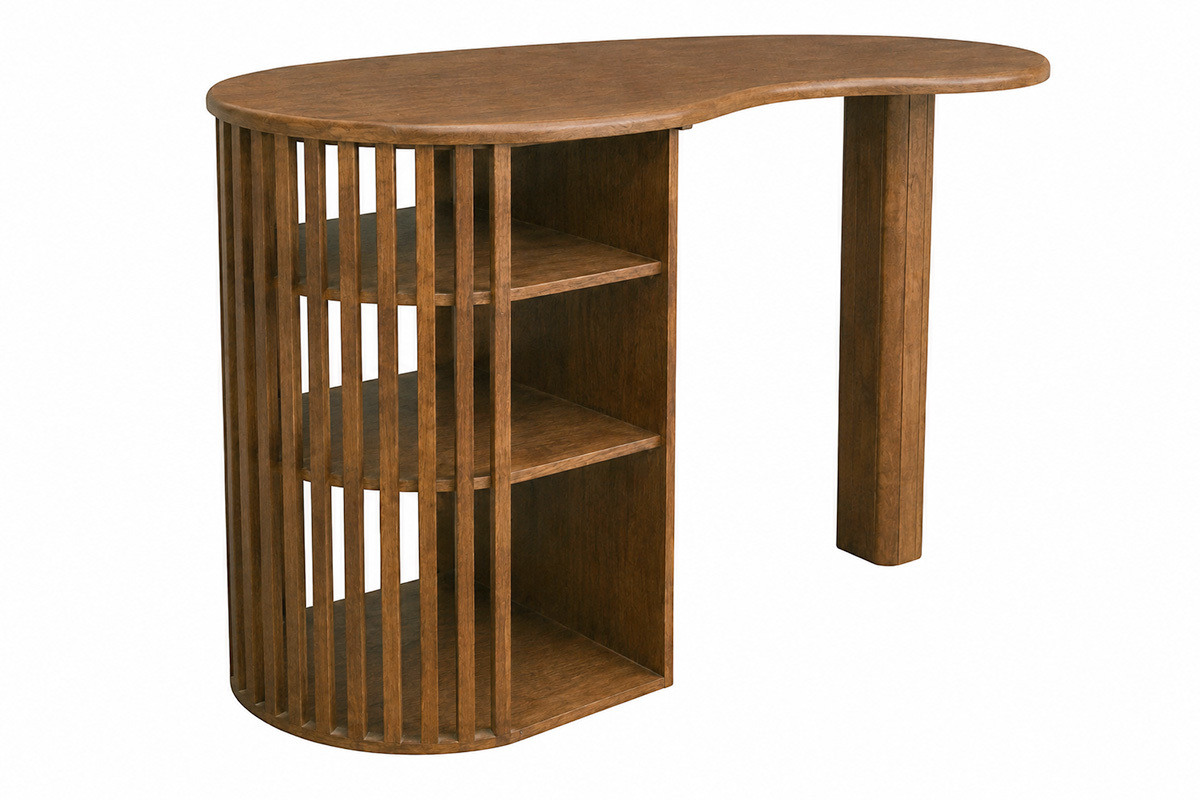 Isola - tavolo da bar con contenitori in legno scuro di mango massiccio H90 cm LOBIO