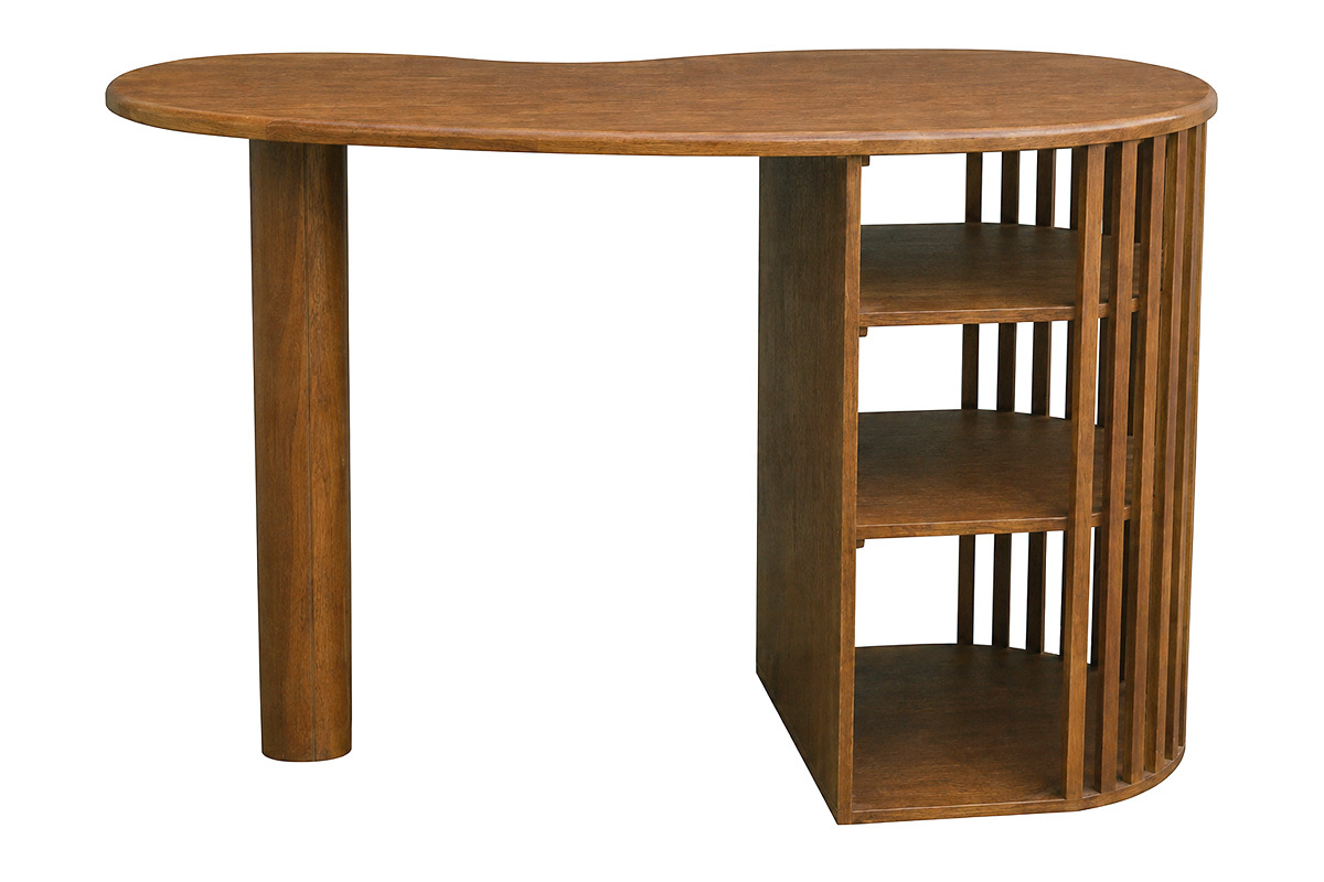 Isola - tavolo da bar con contenitori in legno scuro di mango massiccio H90 cm LOBIO
