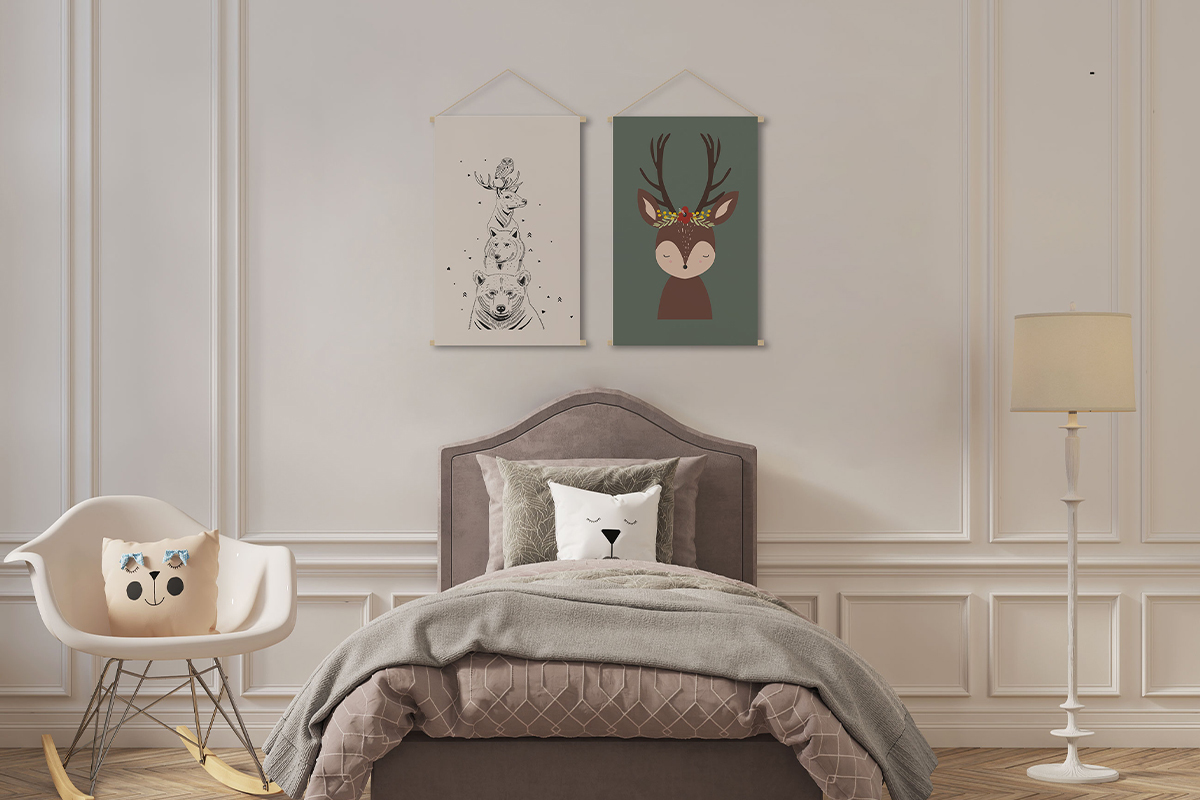 Kakemono bambini illustrazione cerbiatto L40 x L60 cm LOVELY