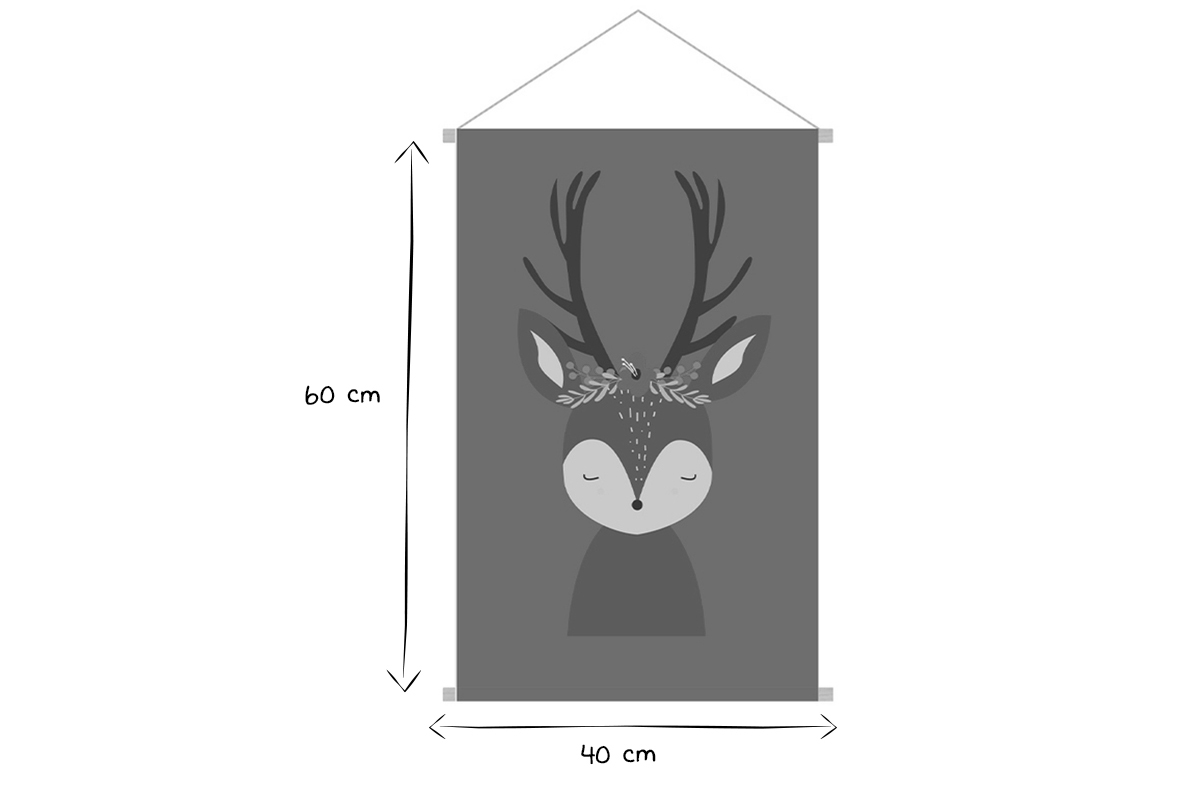 Kakemono bambini illustrazione cerbiatto L40 x L60 cm LOVELY