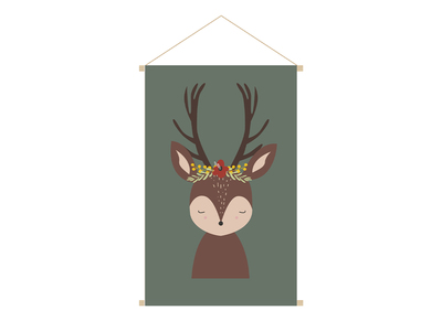 Kakemono bambini illustrazione cerbiatto L40 x L60 cm LOVELY