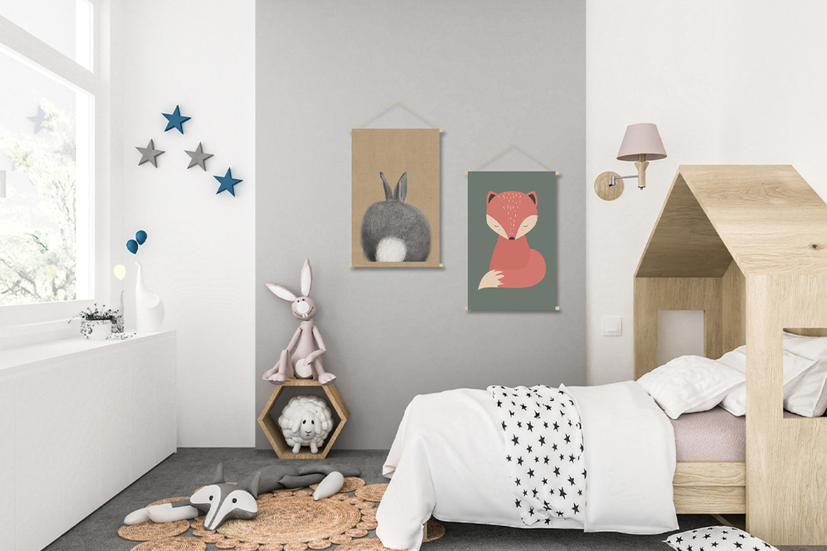 Kakemono bambini illustrazione coniglio L40 x L60 cm HOUPETTE