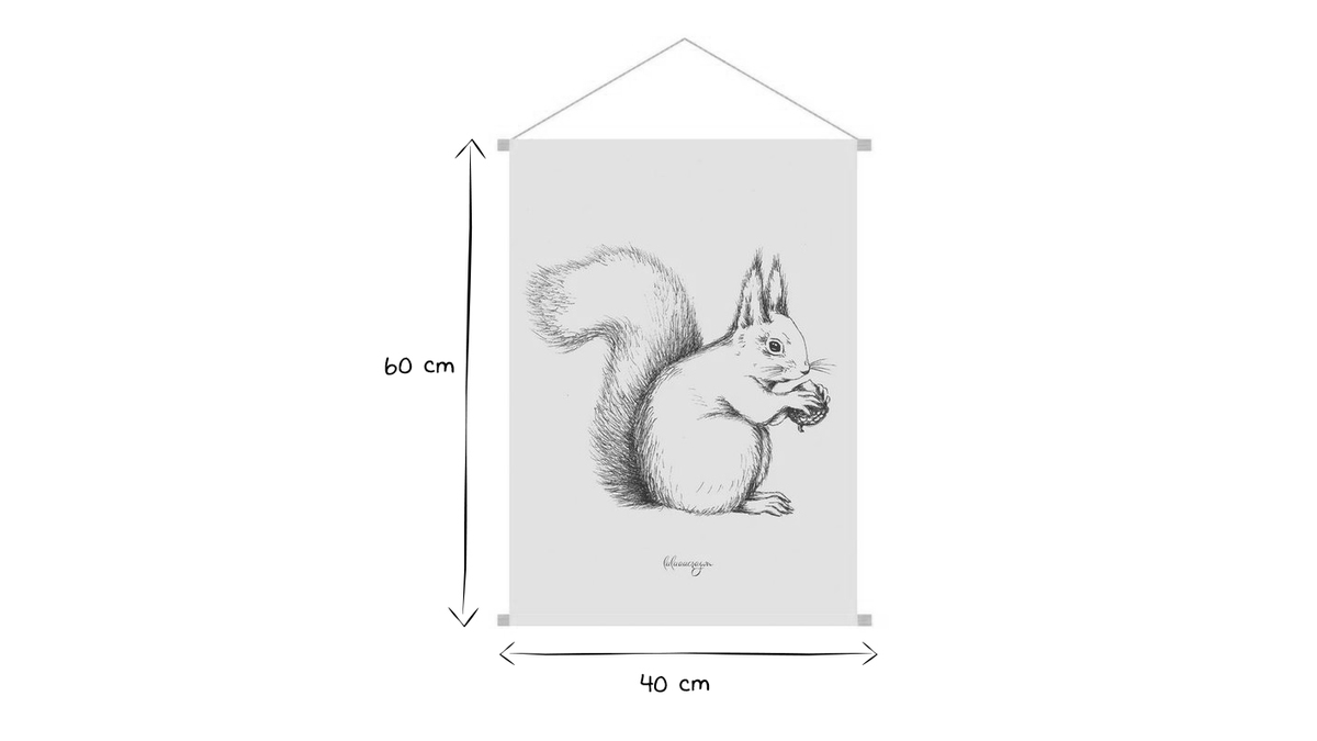 Kakemono bambini illustrazione scoiattolo L40 x L60 cm NUTS
