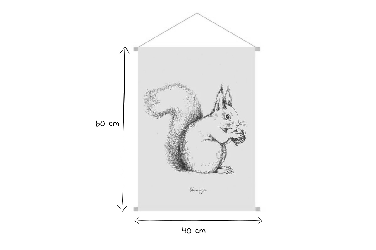 Kakemono bambini illustrazione scoiattolo L40 x L60 cm NUTS