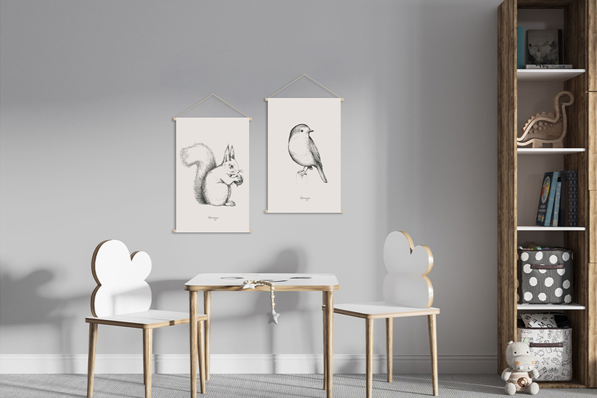 Kakemono bambini illustrazione scoiattolo L40 x L60 cm NUTS