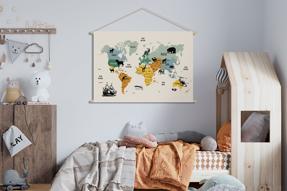 Kakemono bambini mappamondo L90 x L60 cm MAPY