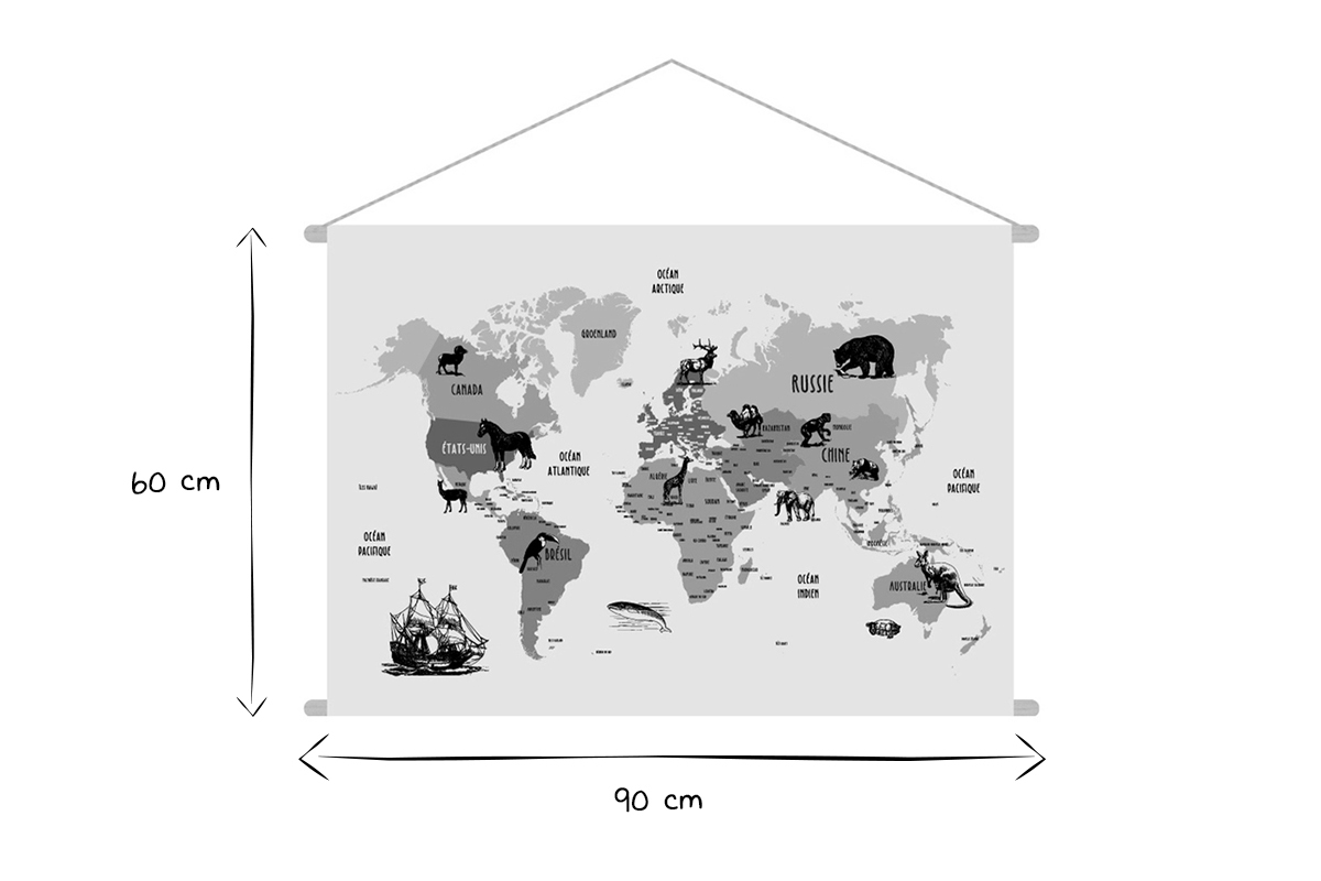 Kakemono bambini mappamondo L90 x L60 cm MAPY