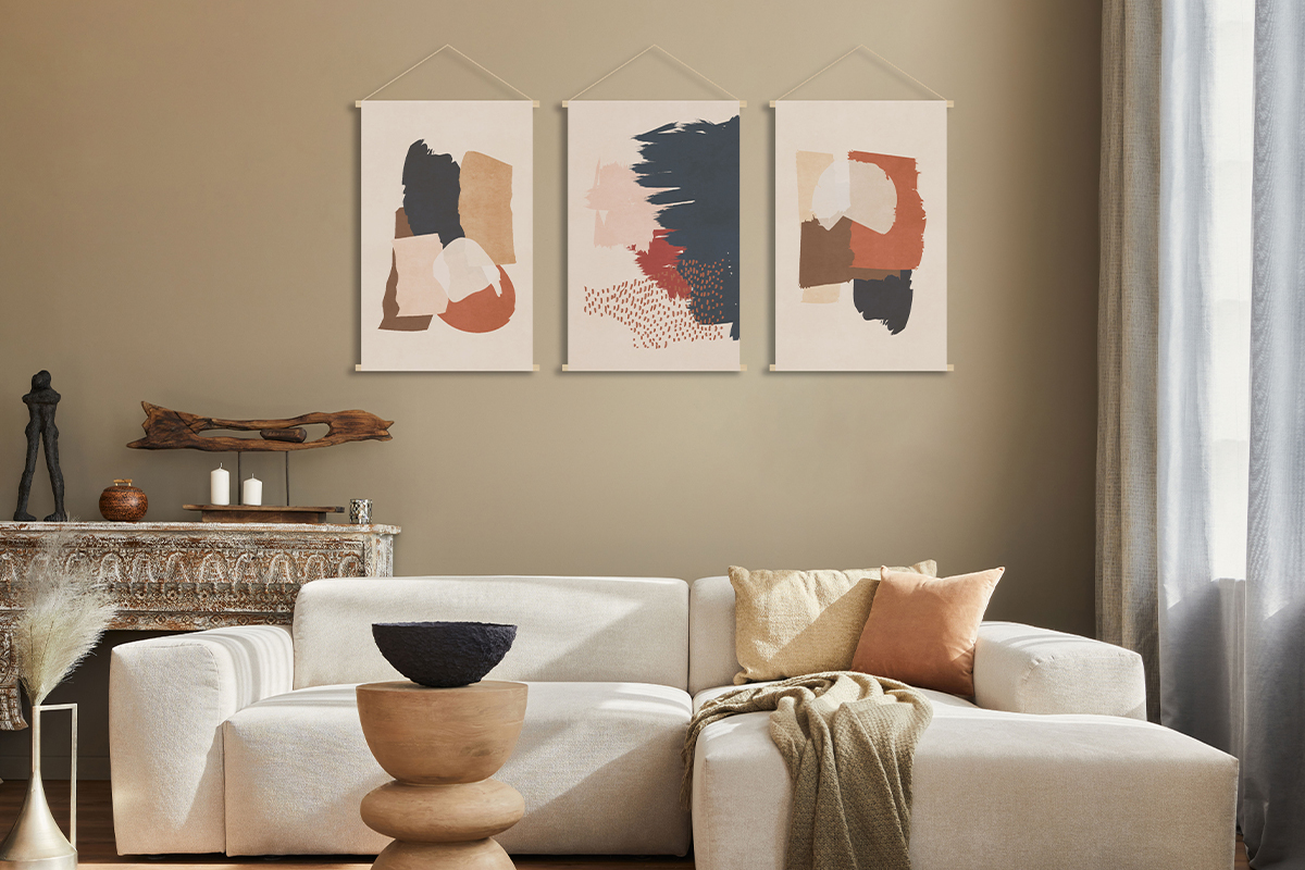 Kakemono motivo astratto su fondo beige L40 cm SAFI