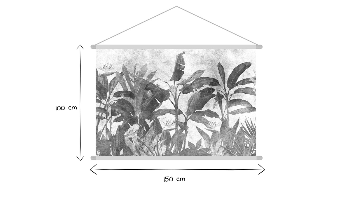 Kakemono soggetto vegetale bianco e nero L150 x L100 cm MACA