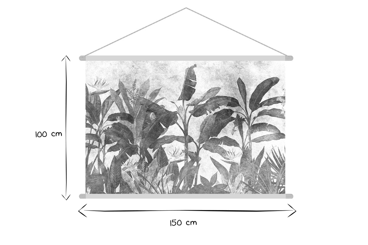 Kakemono soggetto vegetale bianco e nero L150 x L100 cm MACA